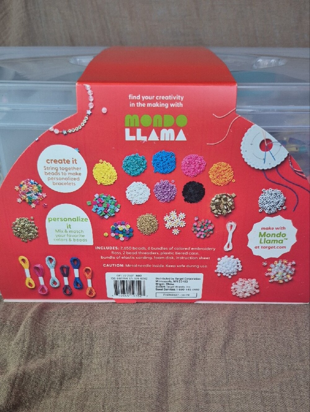 Mondo Llama String-a-Bling Jewelry Case Kit - Clear with Turquoise Handle - Picture 6 of 8